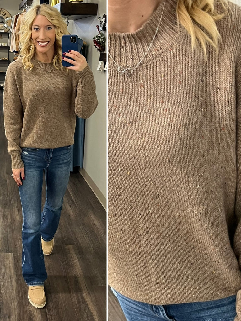 Courtney Speckle Knit Sweater - Mocha