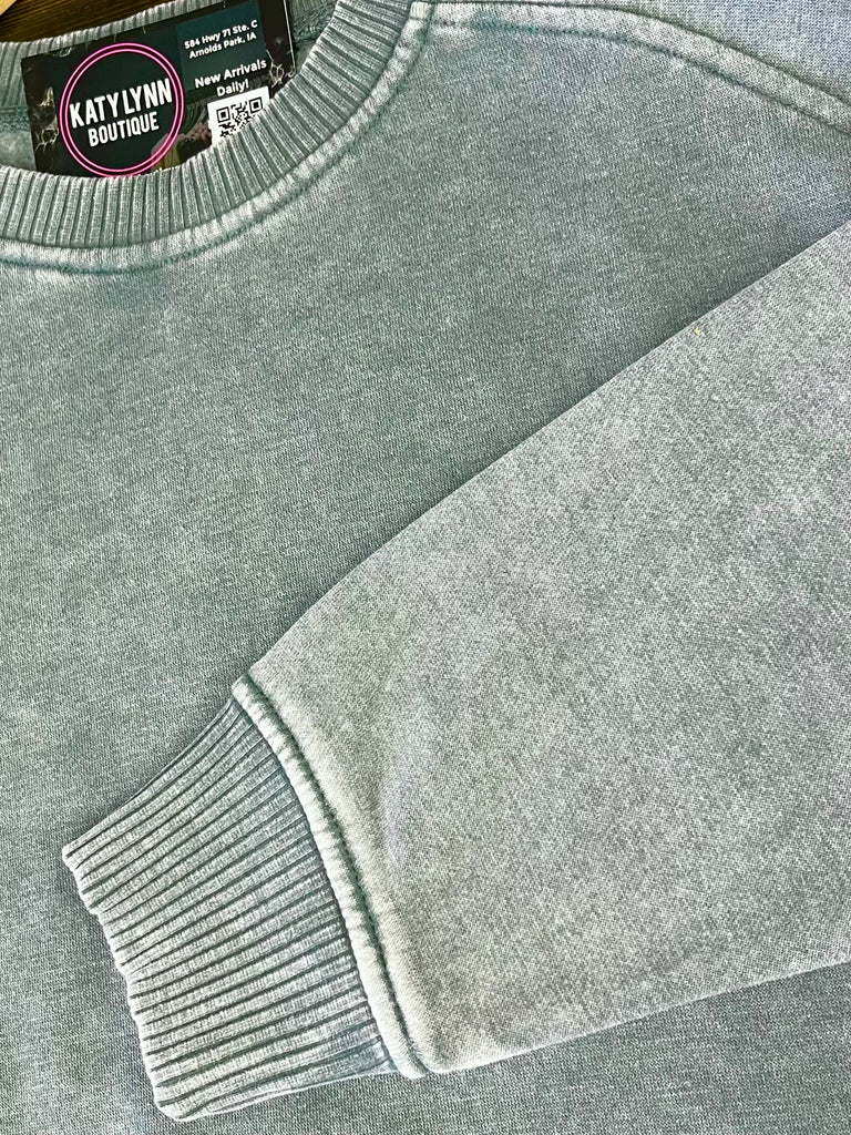 Riley Ribbed Accent Pullover - Mineral Jade