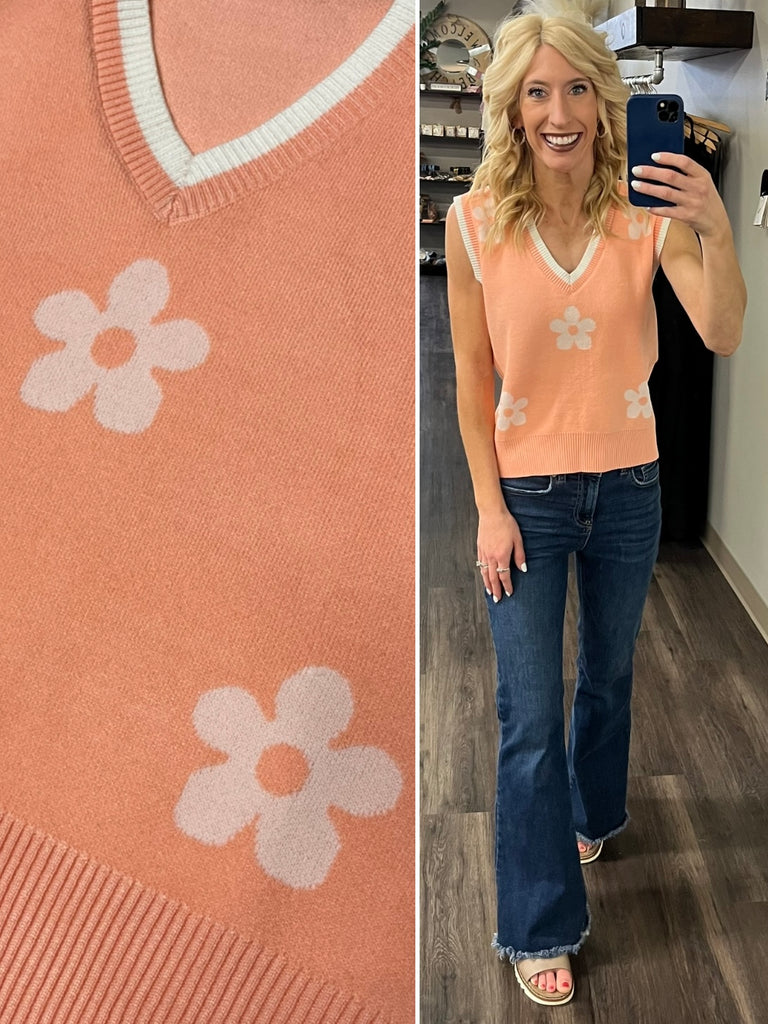 Kayla Floral Tank - Creamsicle