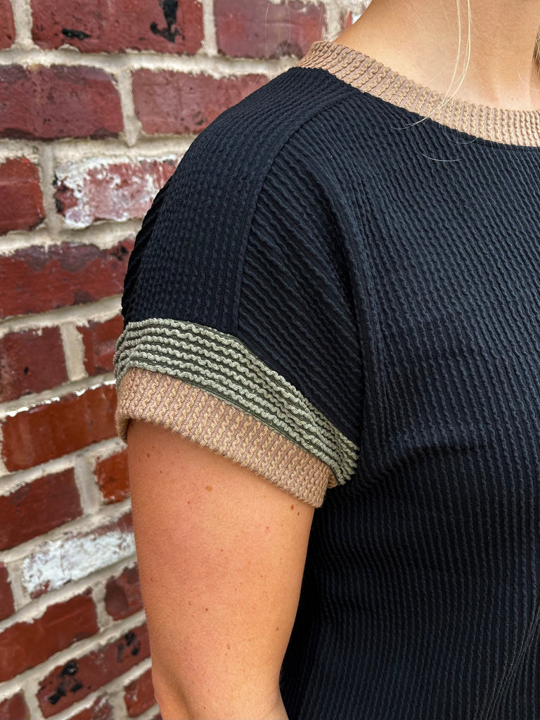 Madison Black Top w/ Green/Brown Accent