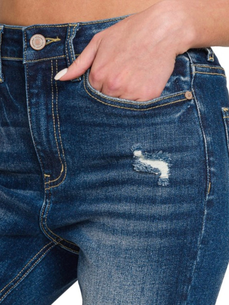 Brenna High-Rise Raw Hem Crops