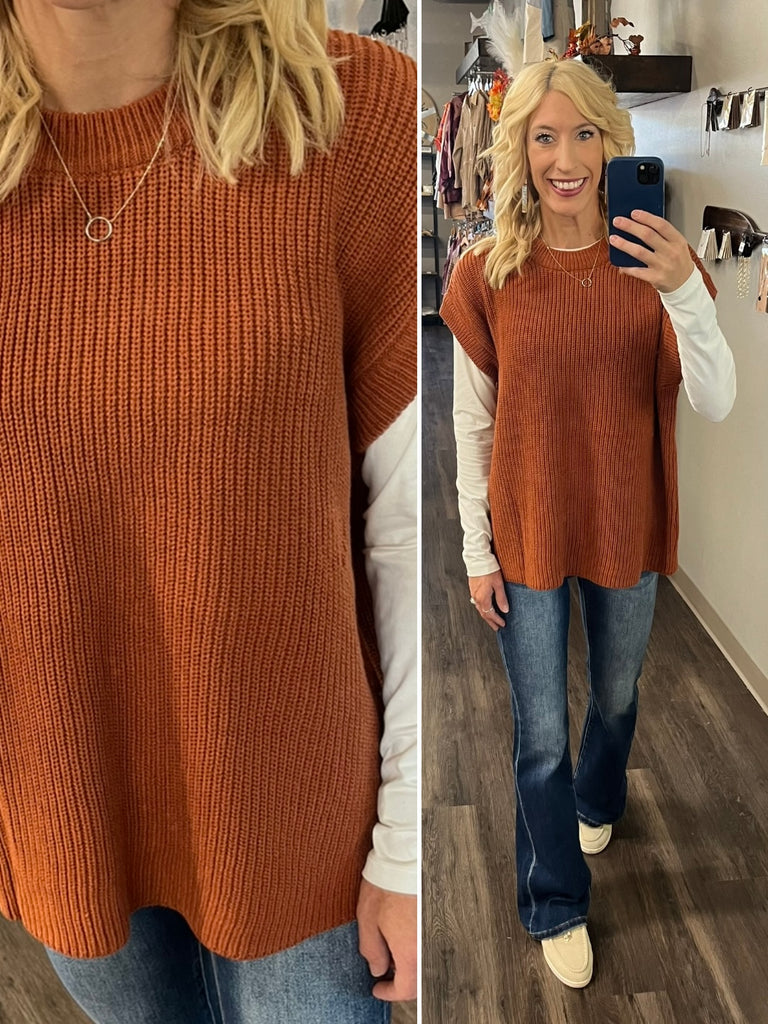 Diane Ribbed Sweater Vest - Copper