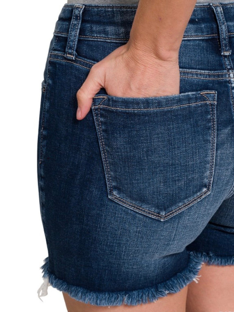 Sara Mid-Rise Raw Hem Shorts