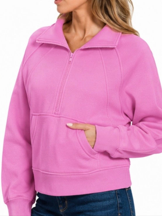 Faith 1/4 Zip - Pink