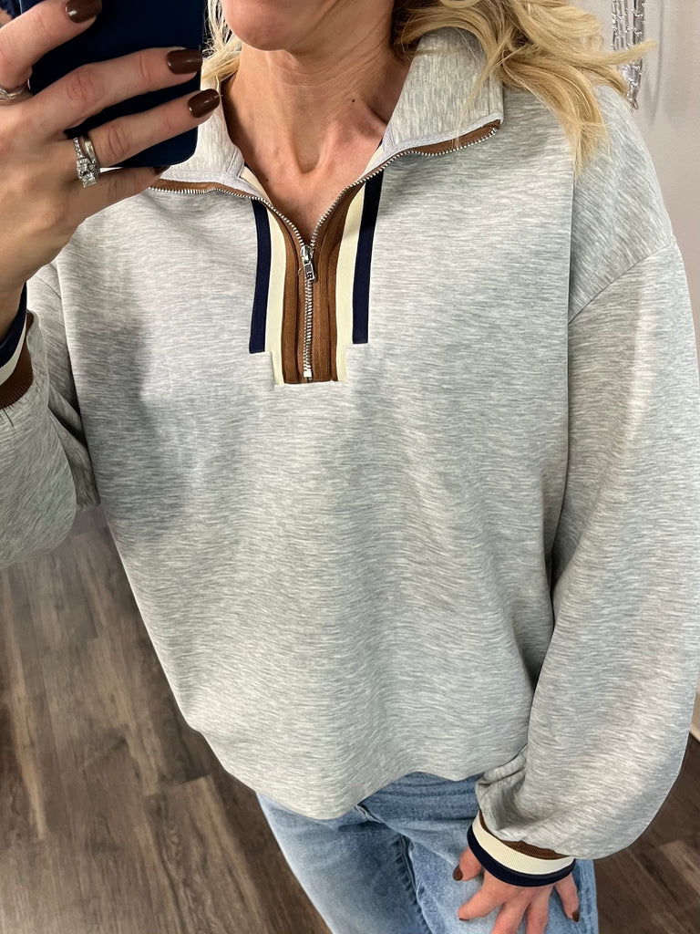 Trish Quarter Zip - Heather Gray