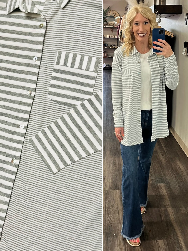 Melodie Mixed Stripe Button-Up