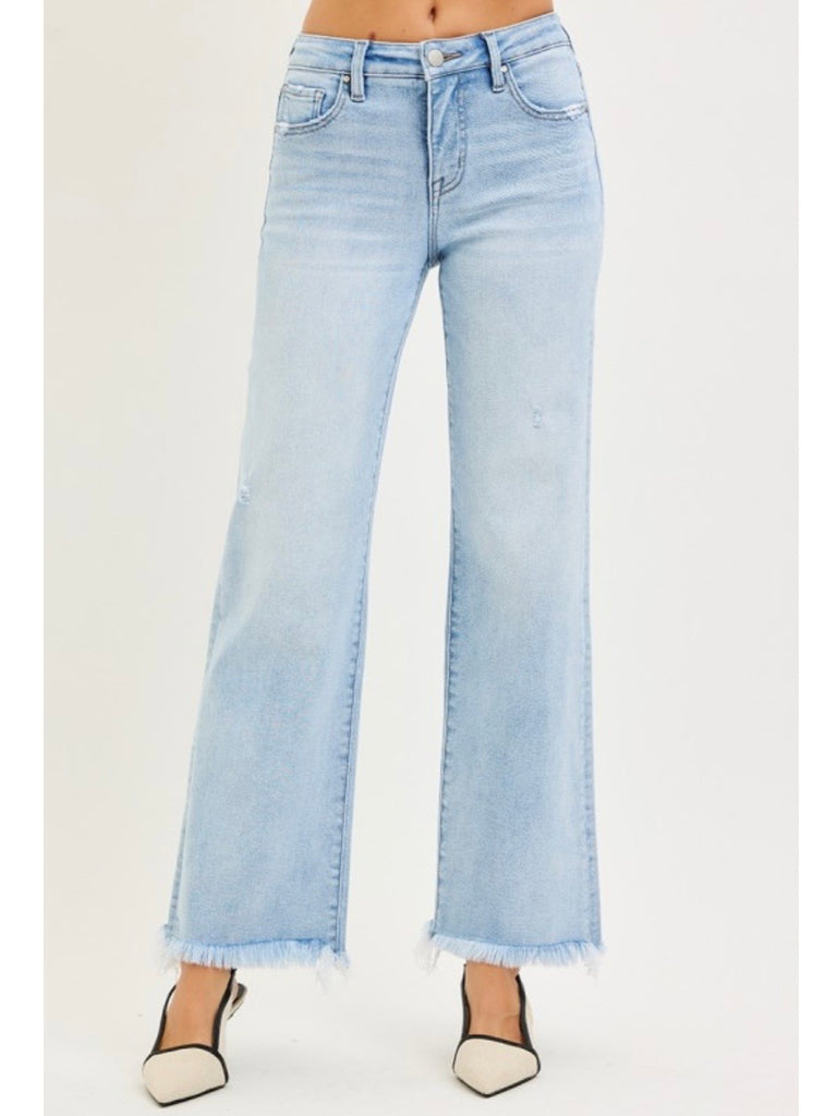 Holly Mid-Rise Light-Wash Straight Denim