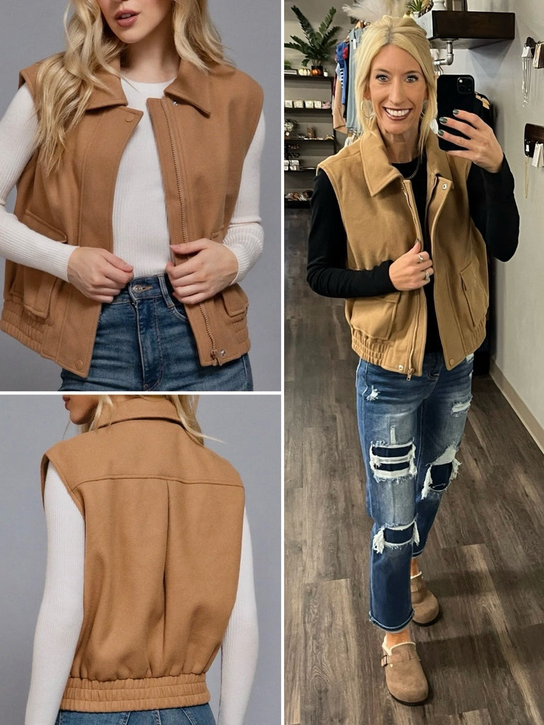 Sarah Collard Vest - Camel