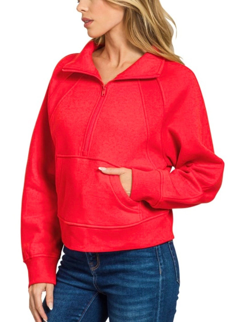 Faith 1/4 Zip - Red