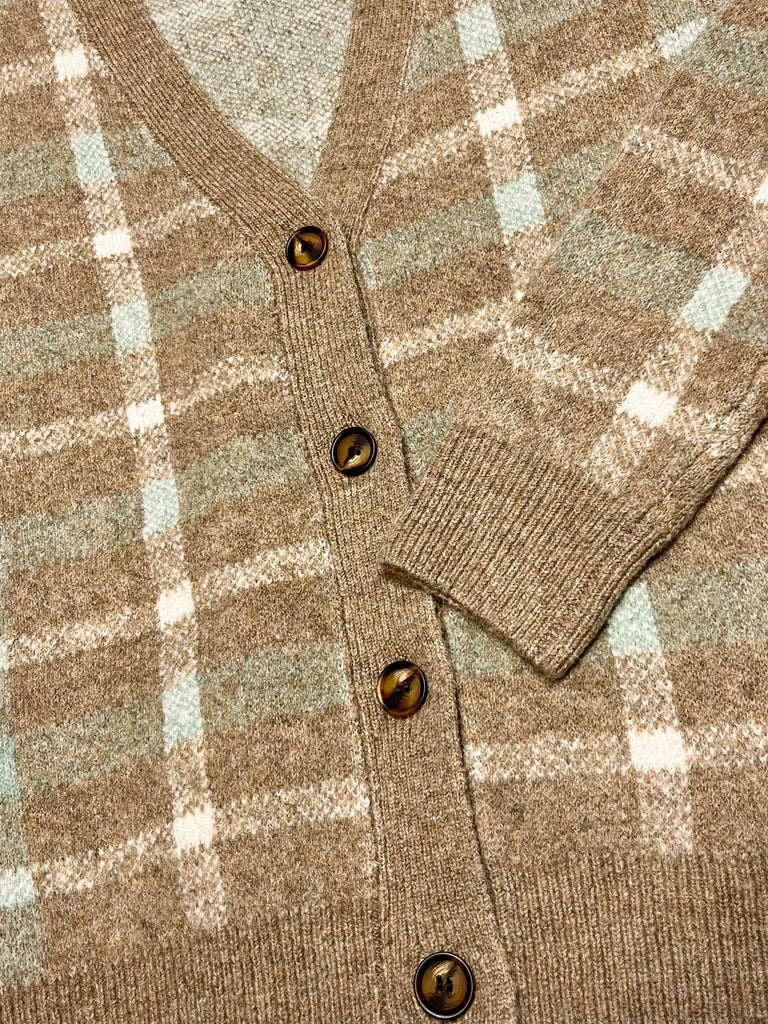 Carmen Plaid Sweater - Mocha/Teal