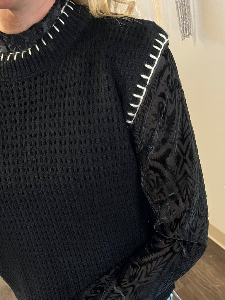 Velvet Mesh Long Sleeve