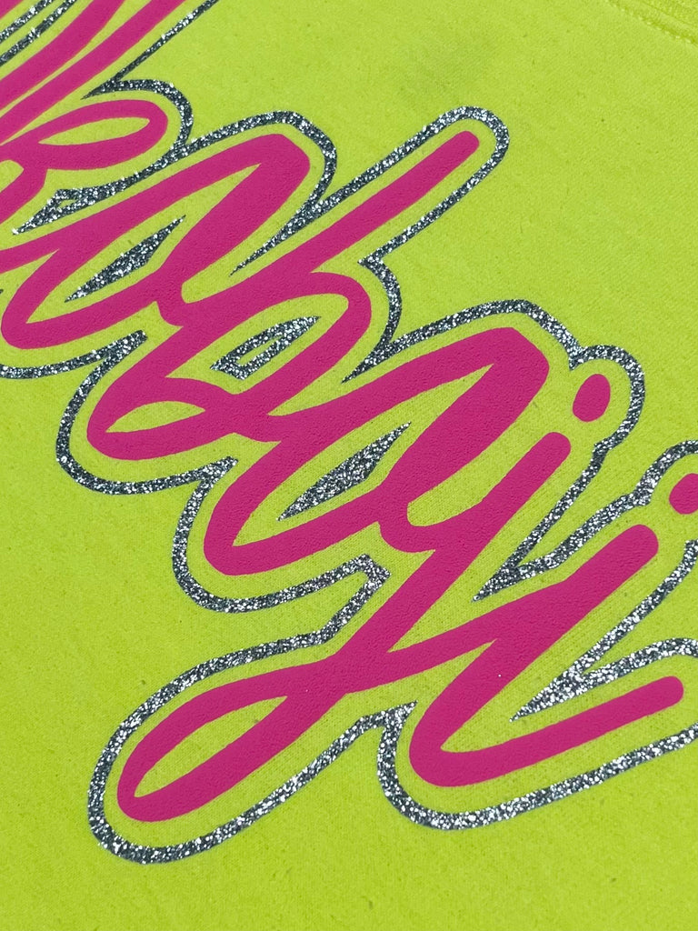 Okoboji Neon Yellow/Pink Glam Crewneck