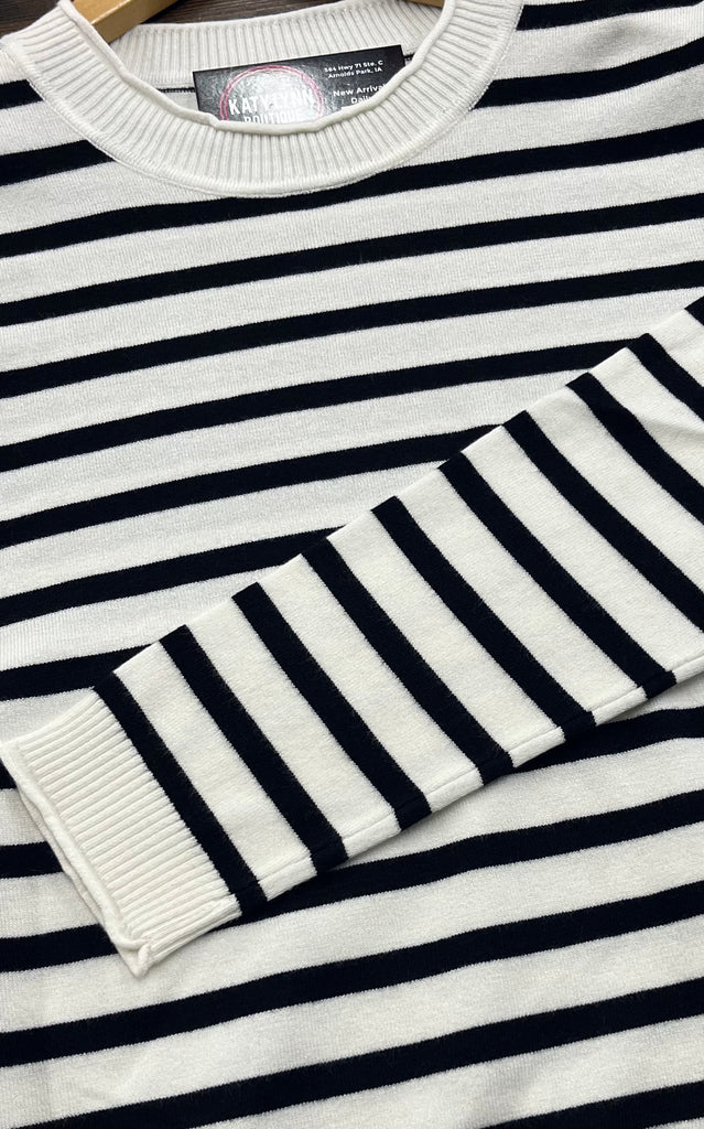 Peggy Striped Sweater - Ivory/Black