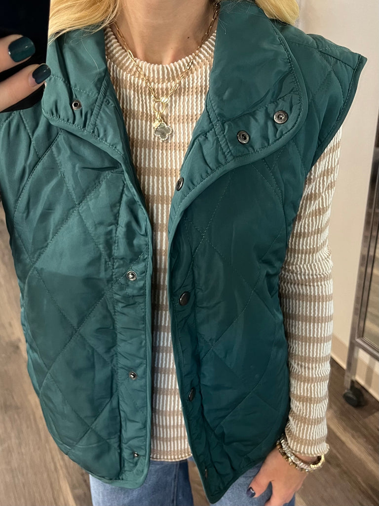 Lauri Ultra-Light Quilted Vest - Evergreen