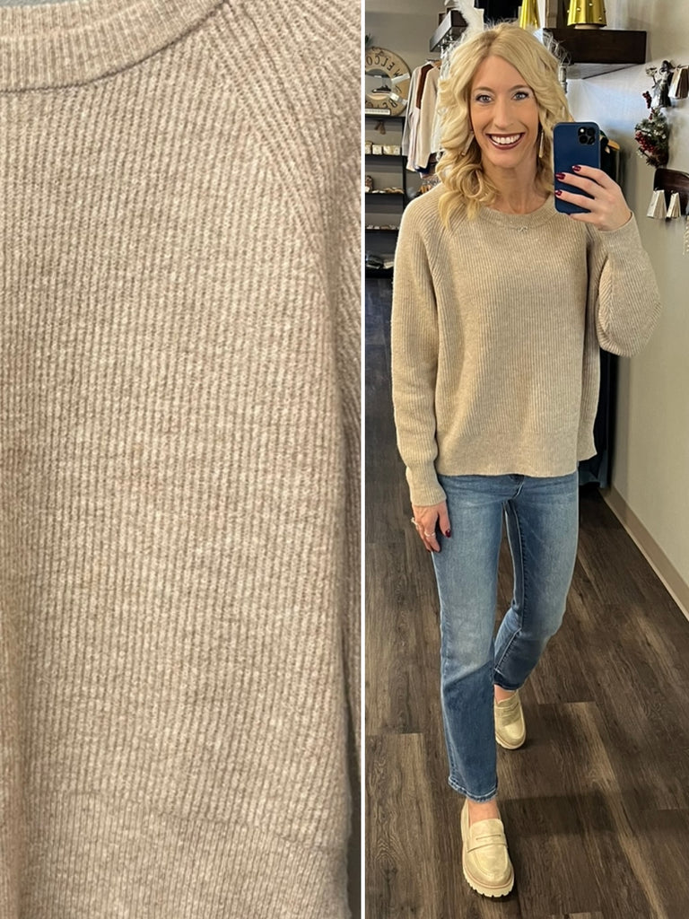 Gwen Perfect Ribbed Sweater - Taupe