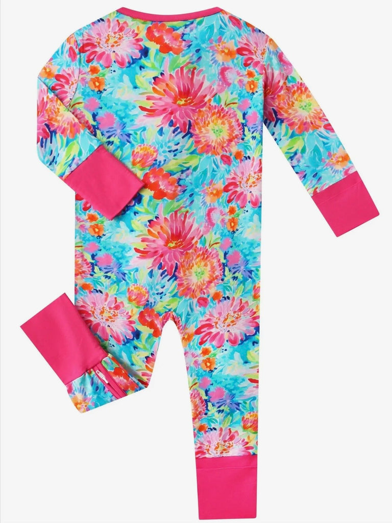Reese Bamboo Zippy Romper - Bright Blooms