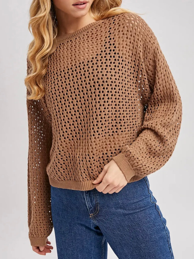 Jane Open Knit Sweater - Mocha