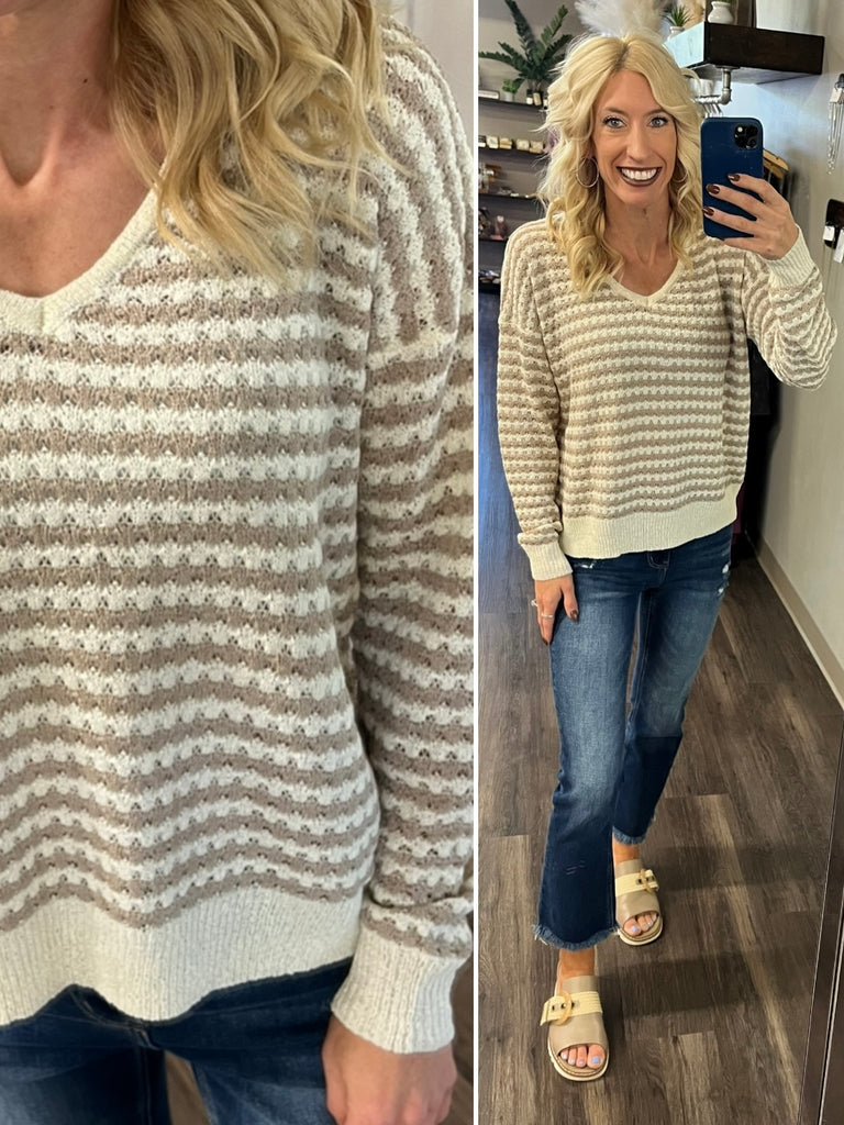 Gail Knit Sweater - Mocha/Cream