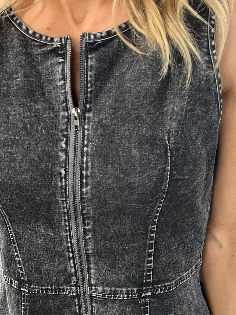 Abby Acid-Wash Charcoal Dress