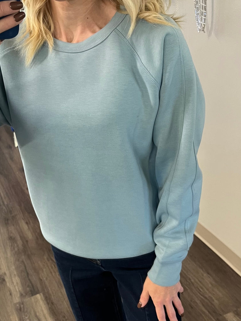 Julianne Perfect Scuba Crewneck - Pale Blue