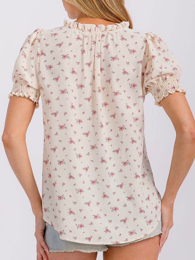 Lexi Smocked Sleeve Blouse - Floral