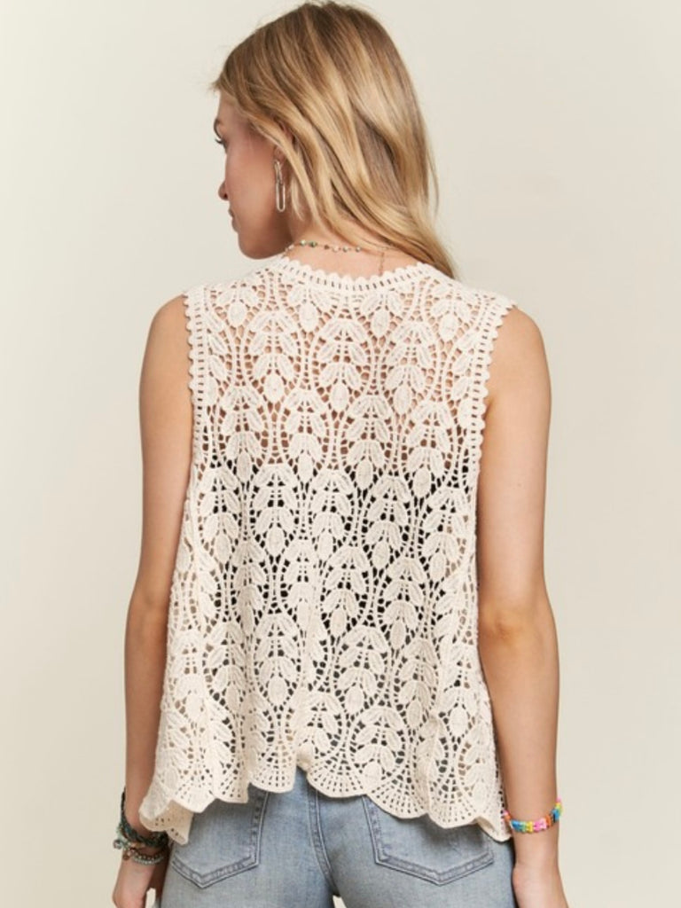 Alex Crochet Vest - Cream