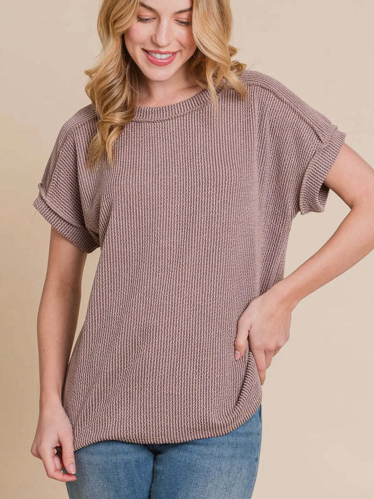 Hallie Ribbed TShirt - Mocha