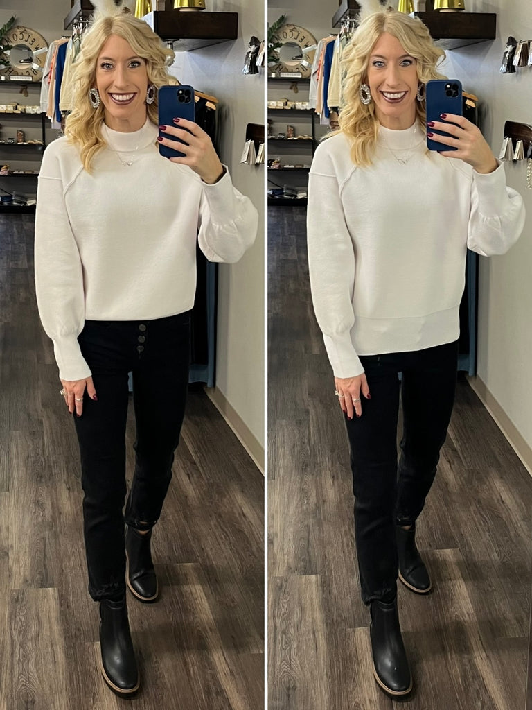 Margo Puff Sleeve Sweater - Ivory