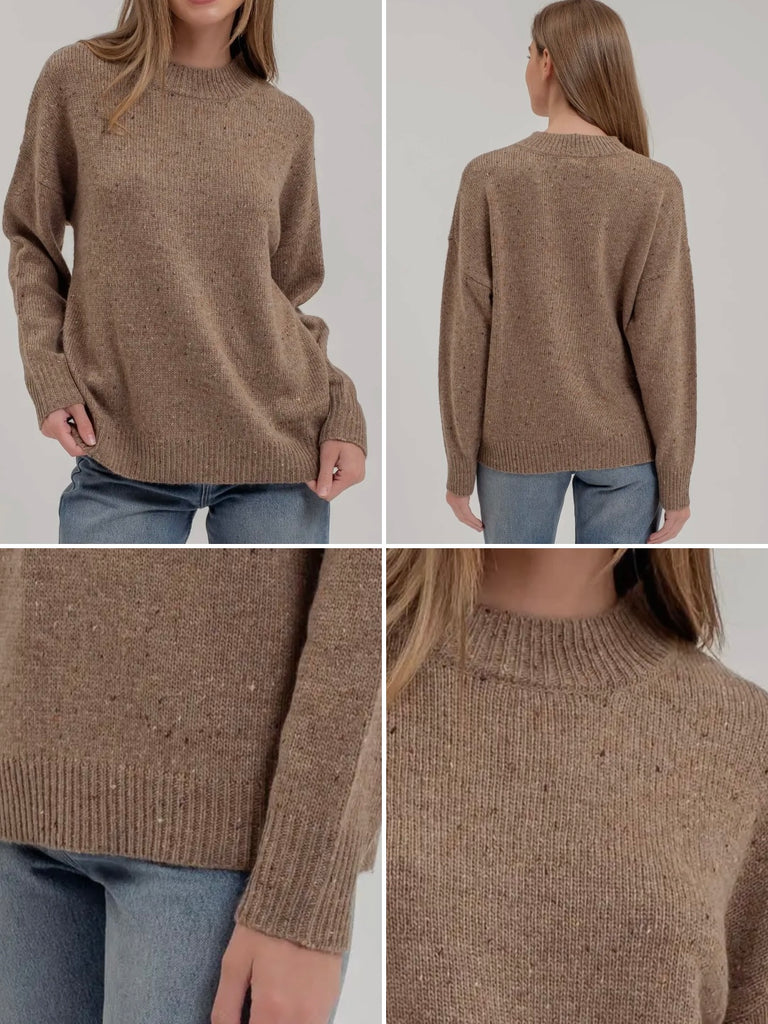 Courtney Speckle Knit Sweater - Mocha