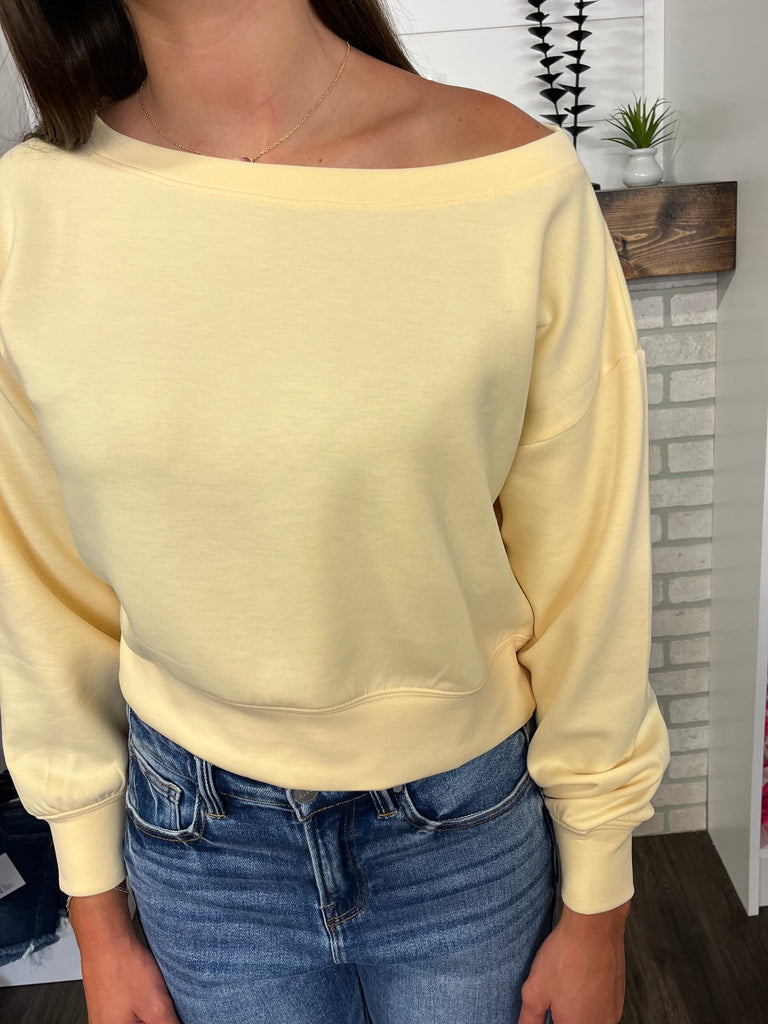 Olivia Boat Neck Top - Yellow