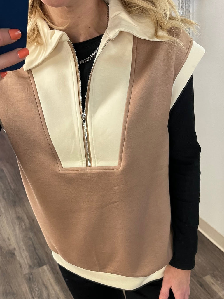 Jessie Ann 1/4 Zip - Mocha/Latte