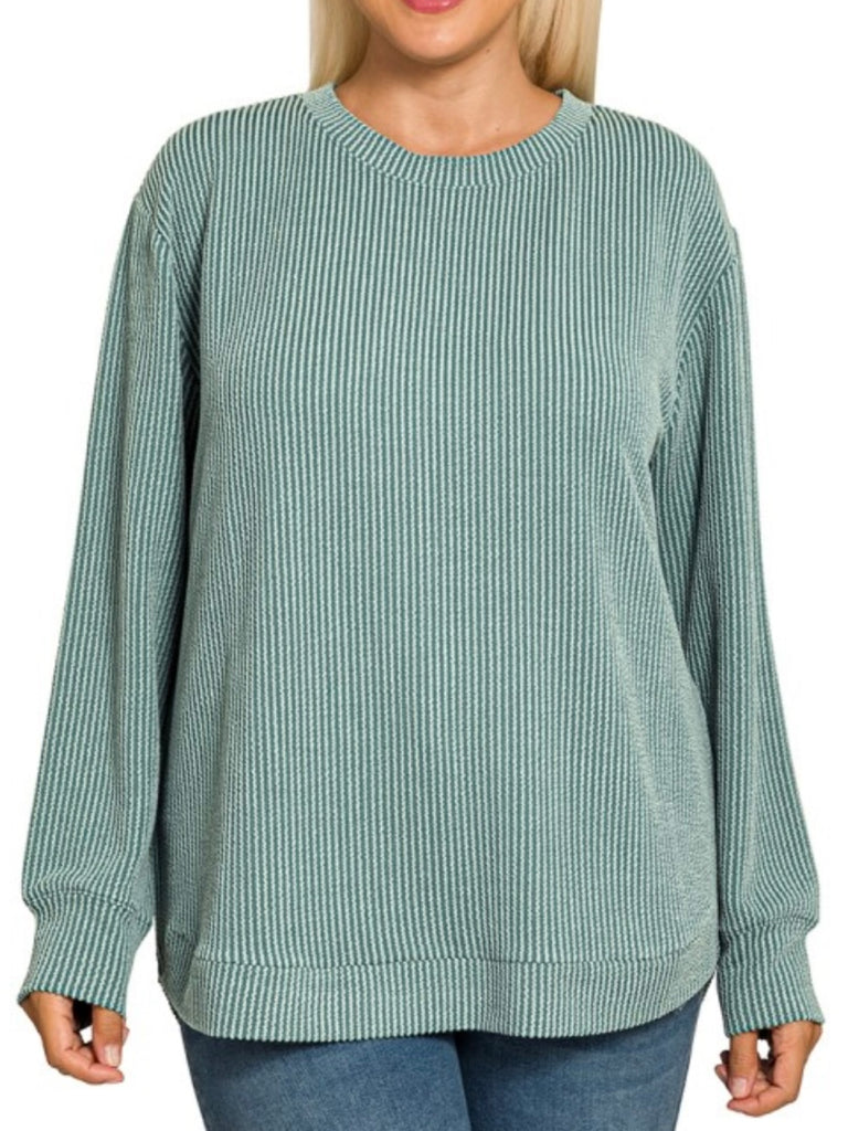 Maddie Ribbed Long Sleeve - Jade