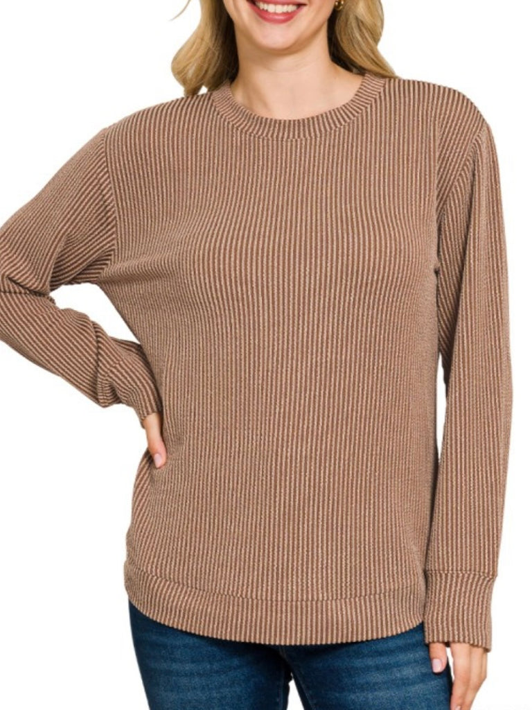 Maddie Ribbed Long Sleeve - Mocha