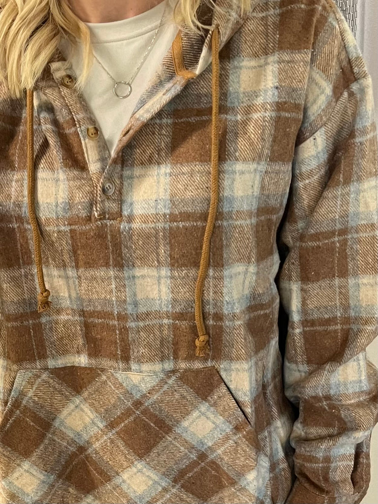 Nicole Flannel Pullover -Mocha