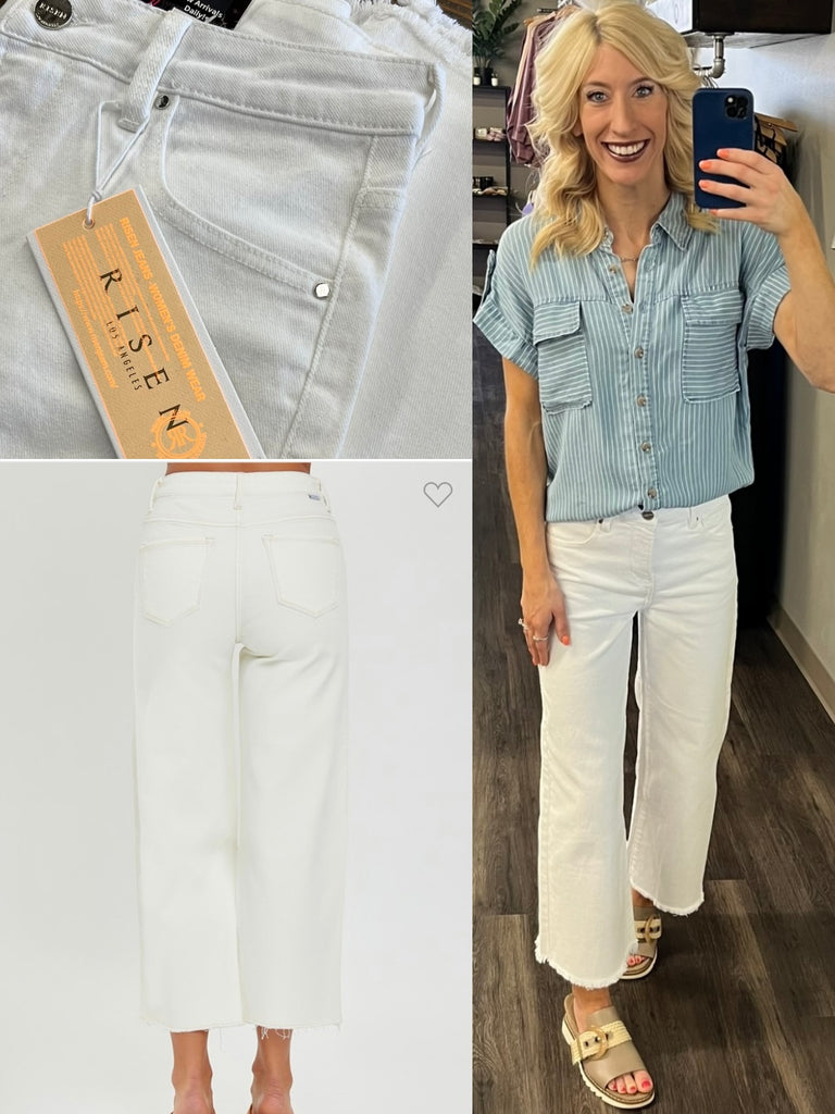 Bethany White Wide Leg Crop Jeans