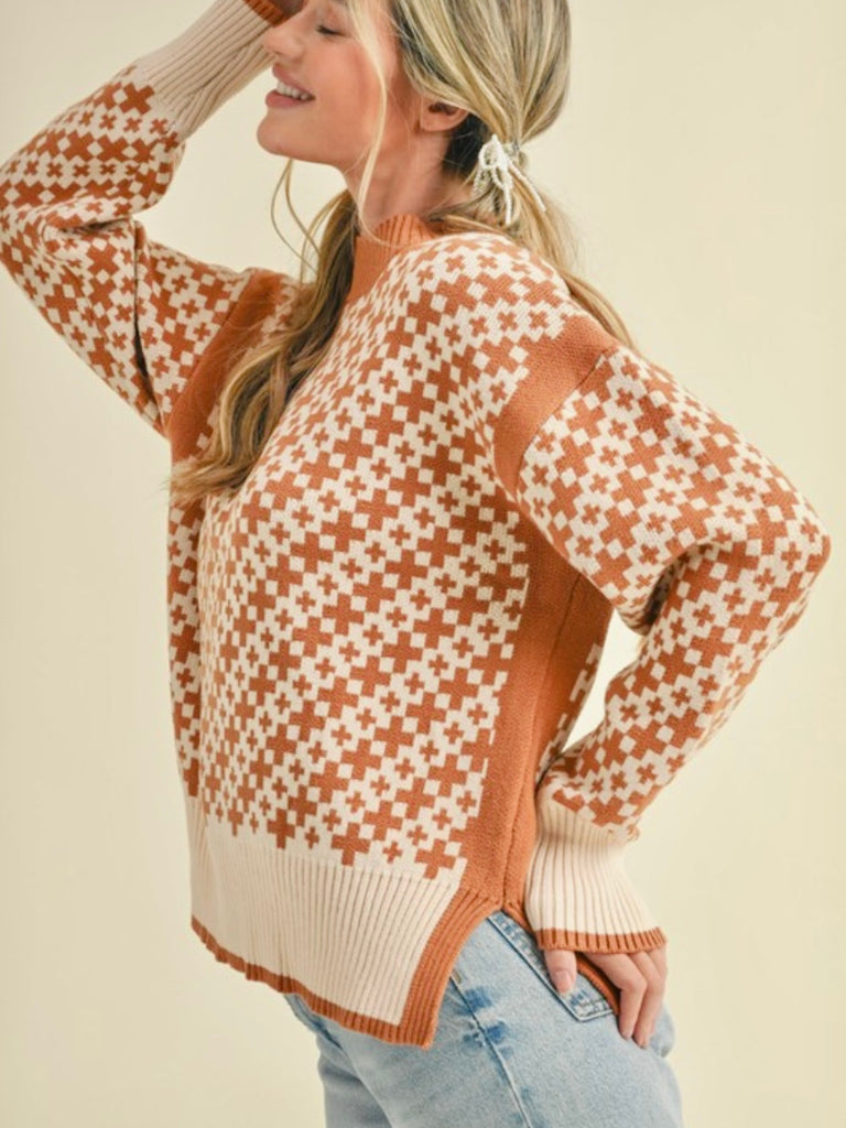 Dylan Cross Sweater - Carmel