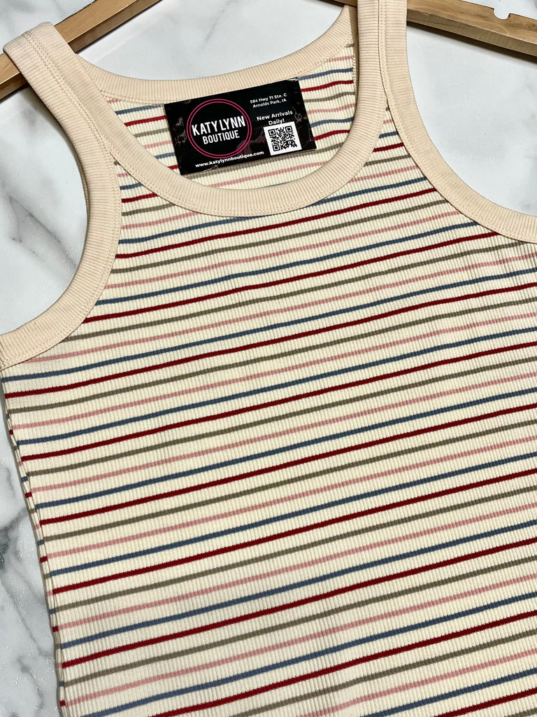 Clarissa Striped Tank - Red Multi