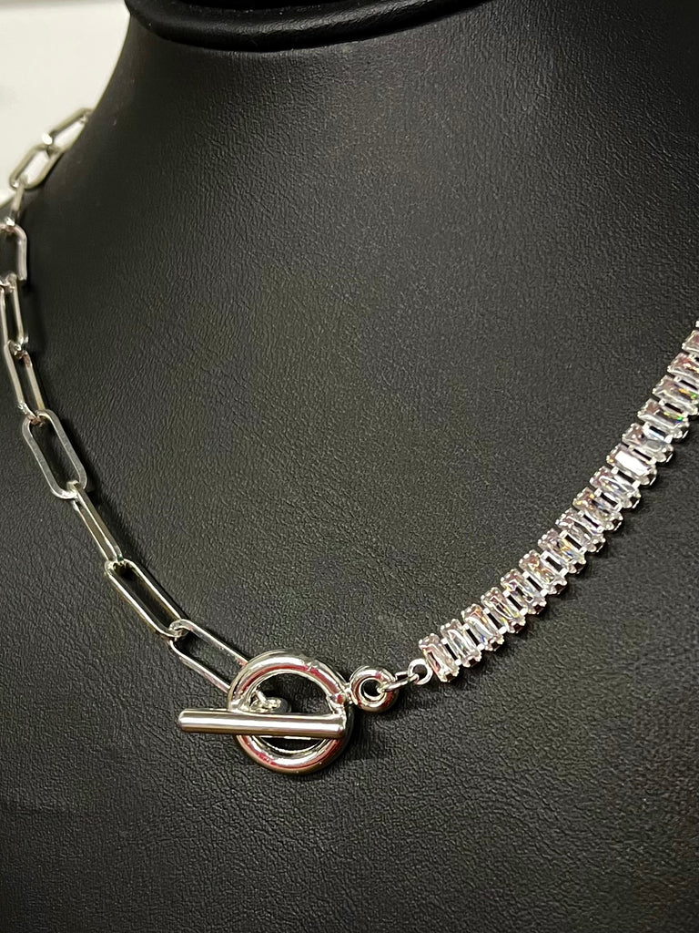 Hope Tennis Chain and Loop Necklace - Silver