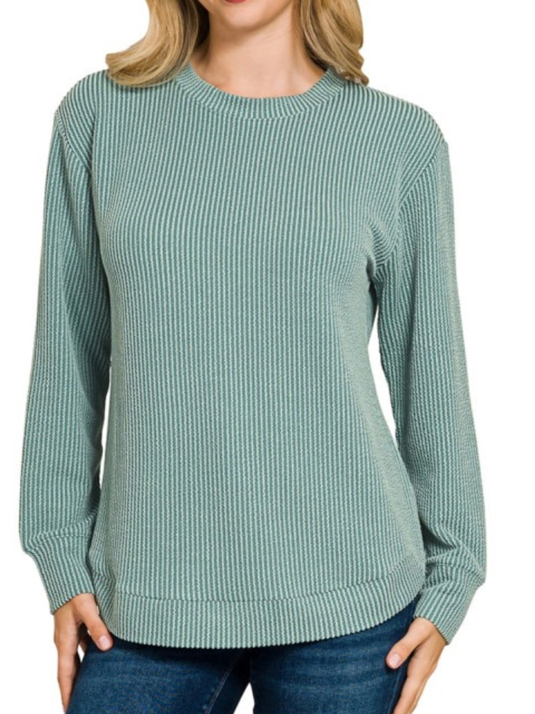 Maddie Ribbed Long Sleeve - Jade
