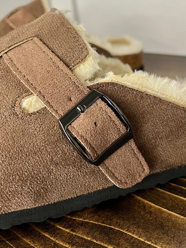 Maddie Fur-Lined Clog - Chestnut