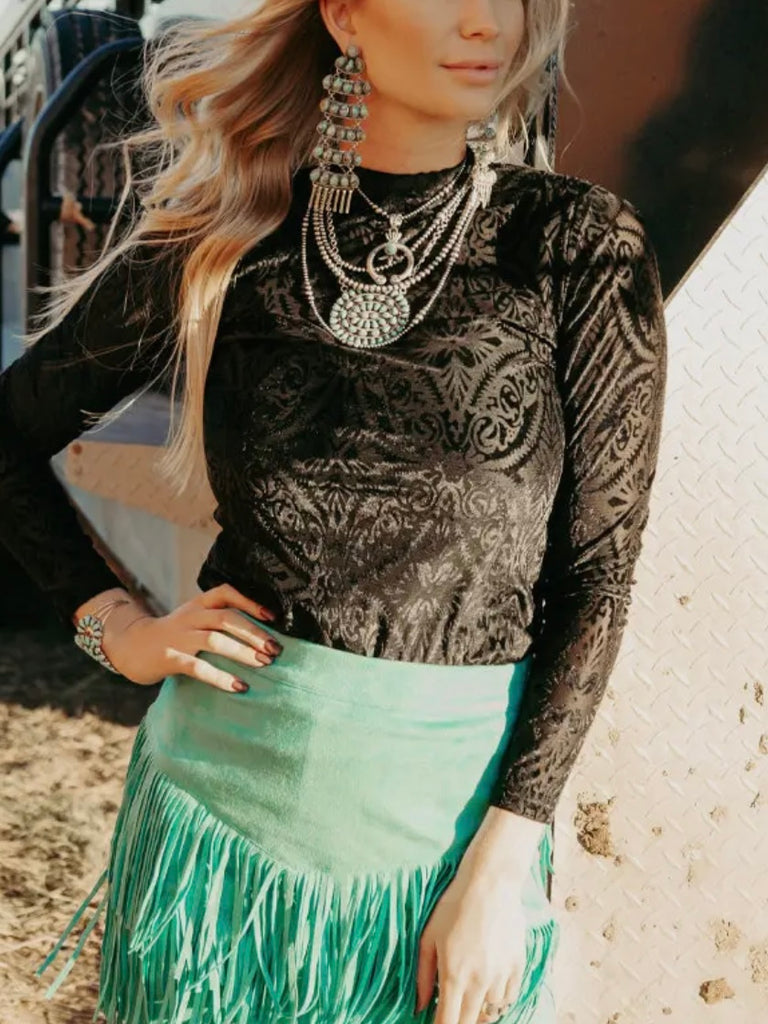 Velvet Mesh Long Sleeve