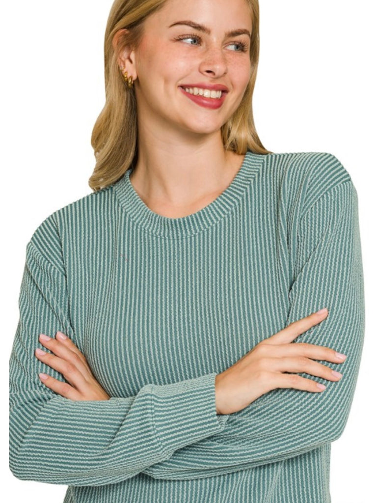 Maddie Ribbed Long Sleeve - Jade