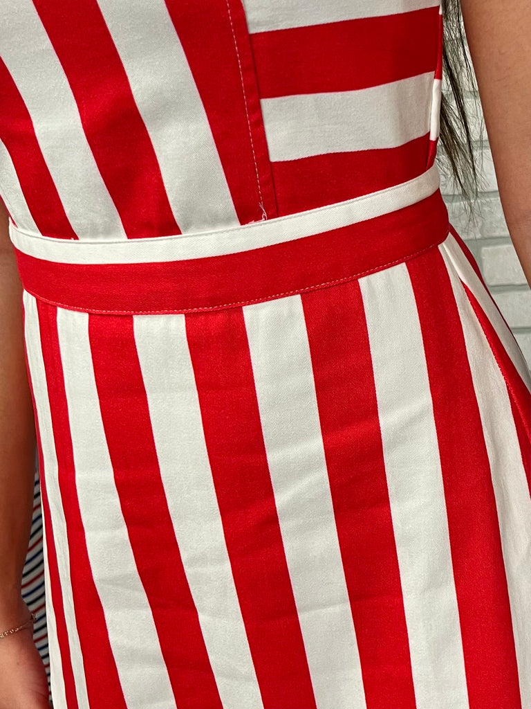 Lydia Striped Dress Red/White