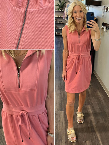 Grace Coral Flutter Sleeve Dress