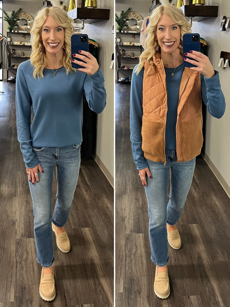 Lesley Basic Sweater - Dusty Blue