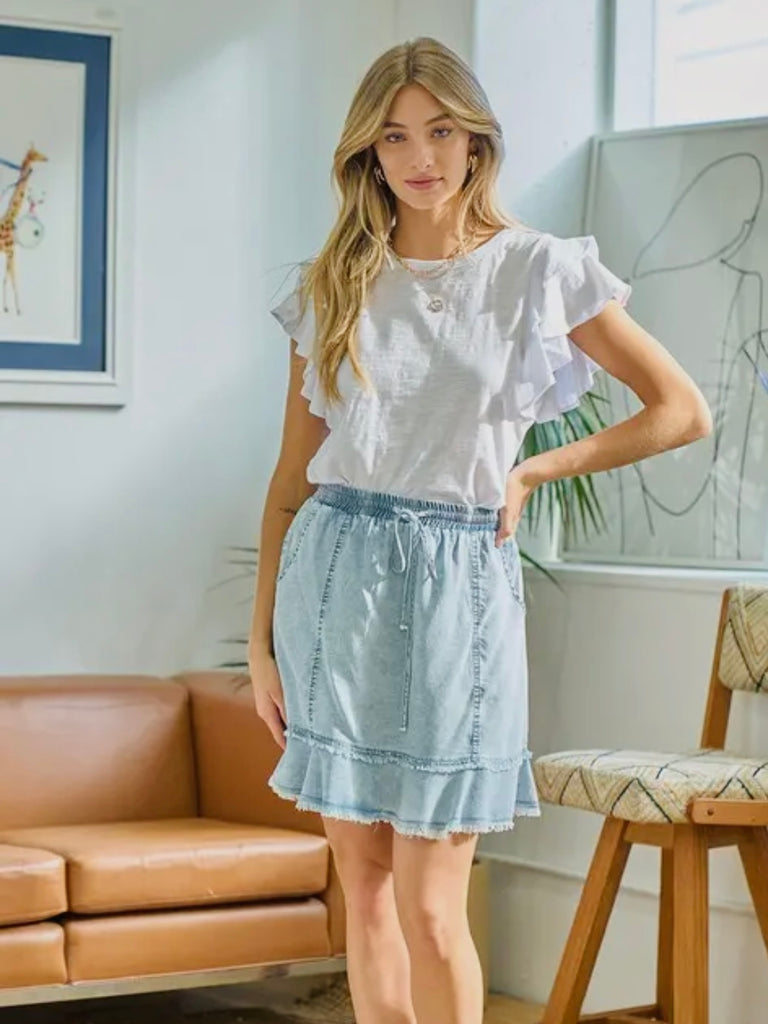 Terri Frayed Tencel Skirt