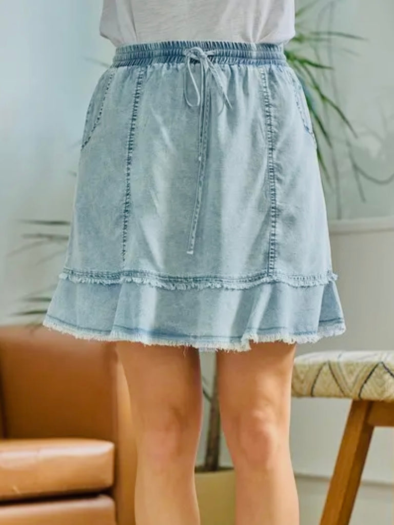 Terri Frayed Tencel Skirt
