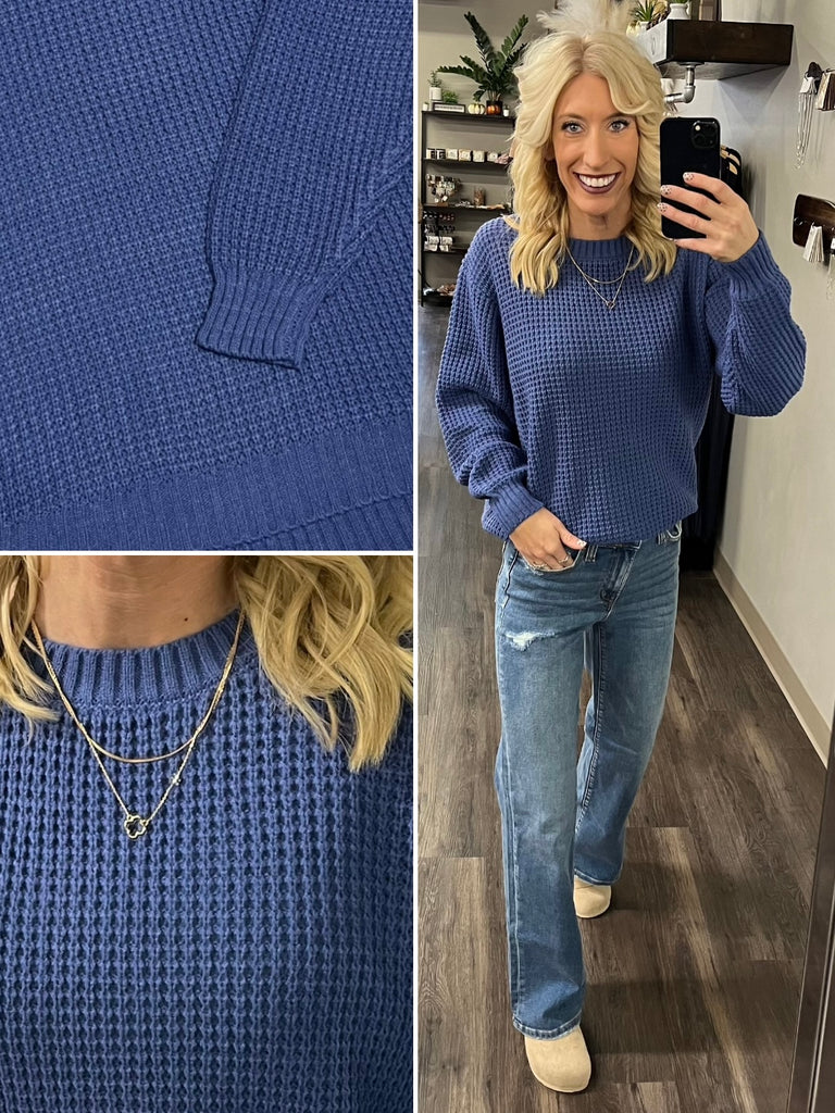 Terri Waffle Knit Sweater - Marlin