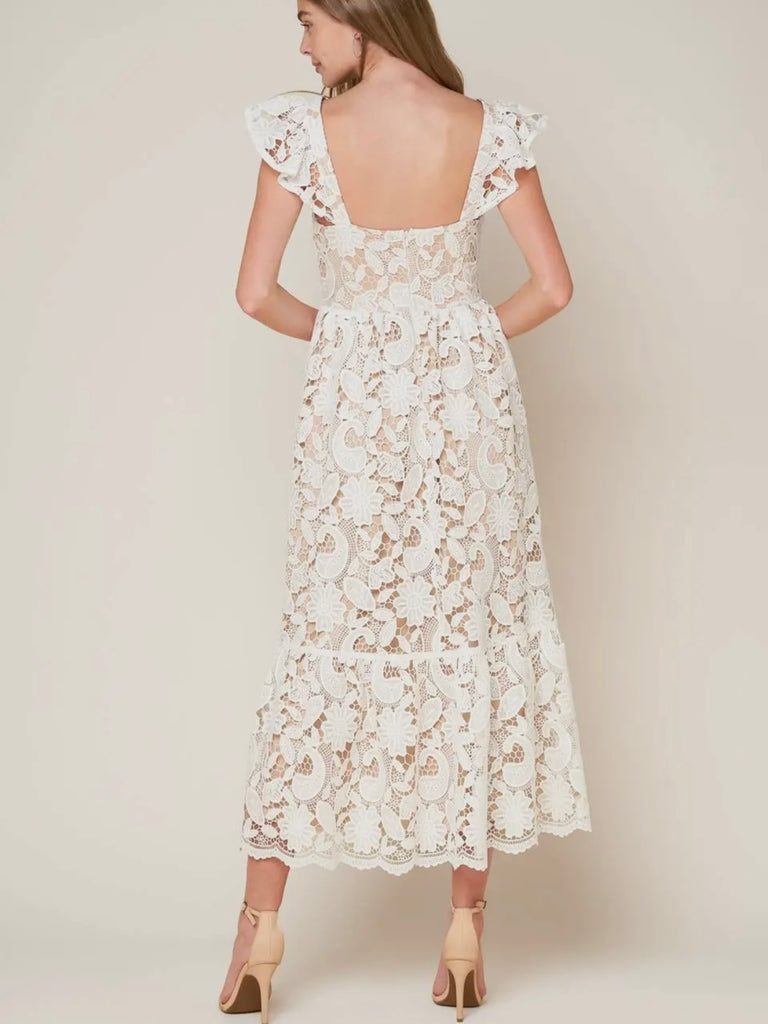 Lennon Lace Ruffle Shoulder Dress