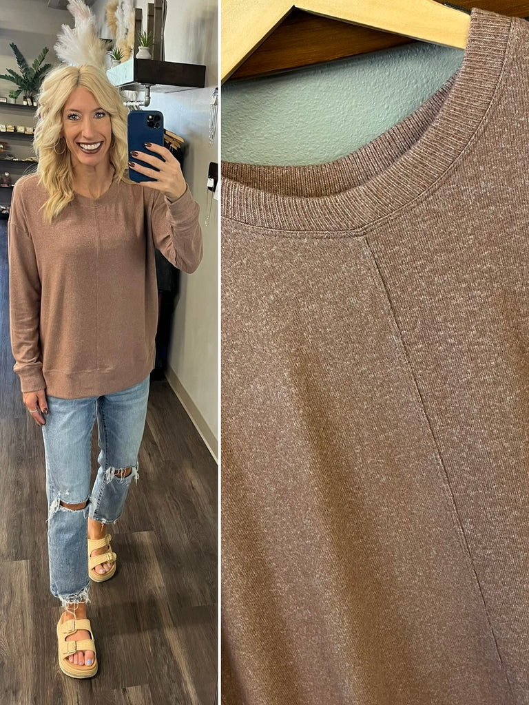 Diane So-Soft Center-Seam Sweater - Mocha